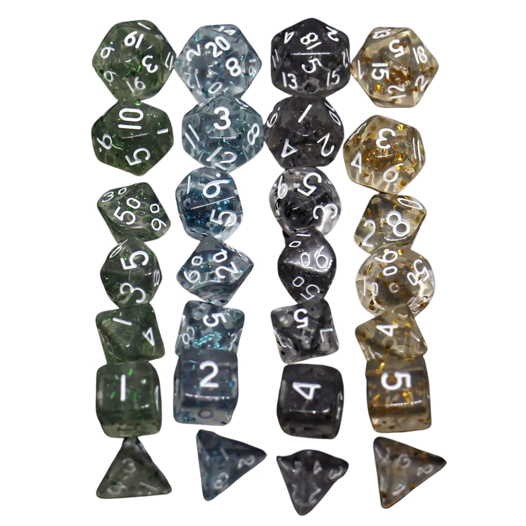 Juego de Mini Dados Poliédricos Rol Acrílico (7 Piezas) | Variedad
