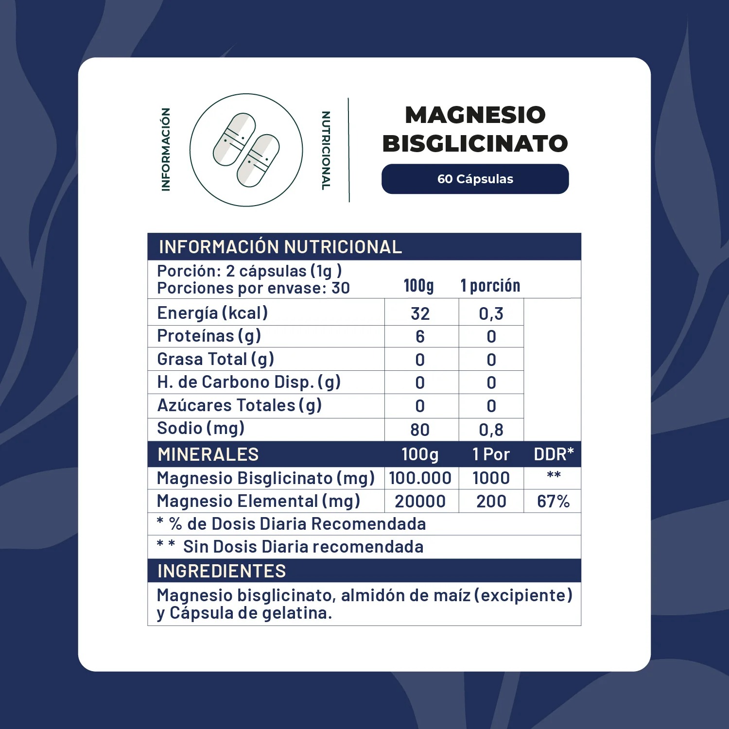 Magnesio Bisglicinato | 60 cápsulas (30 servicios) - Imagen 2