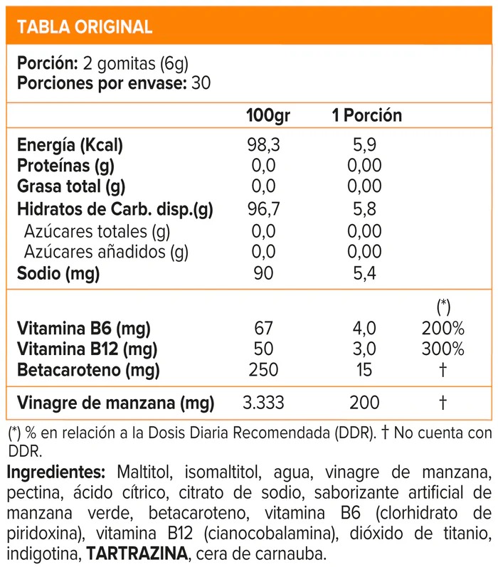 Gomitas Vinagre Manzana + Vitaminas sabor Manzana | 60 Gummies - Imagen 2